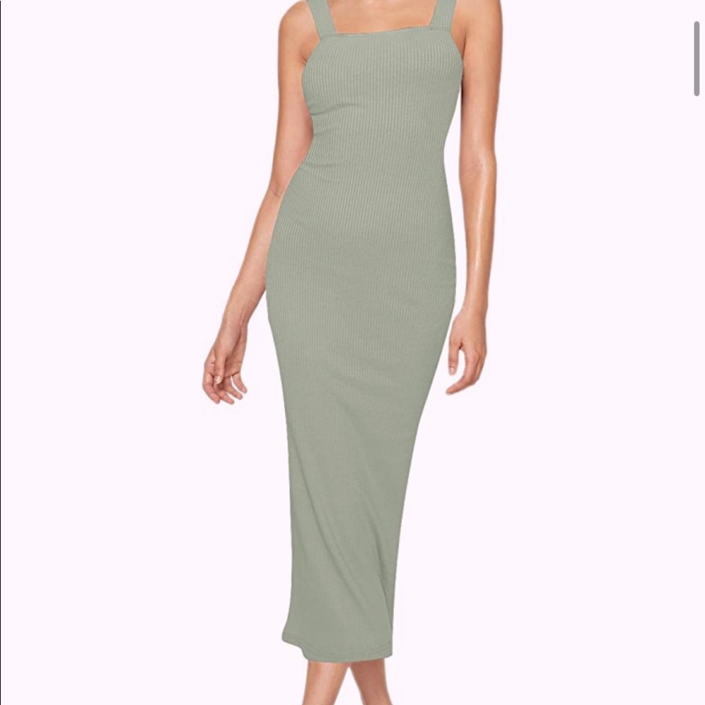 Verdusa Women's Sleeveless Slit Back Ribbed Bodycon Midi Tank Dress